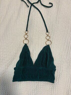 Princess polly cropped halter tank with gold hoops, size 4